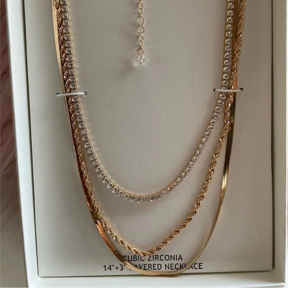 - HOUSE OF HARLOW 1960 GOLD TONE 3 IN 1 LAYERING NECKLACE 18” - Picture 11 of 16